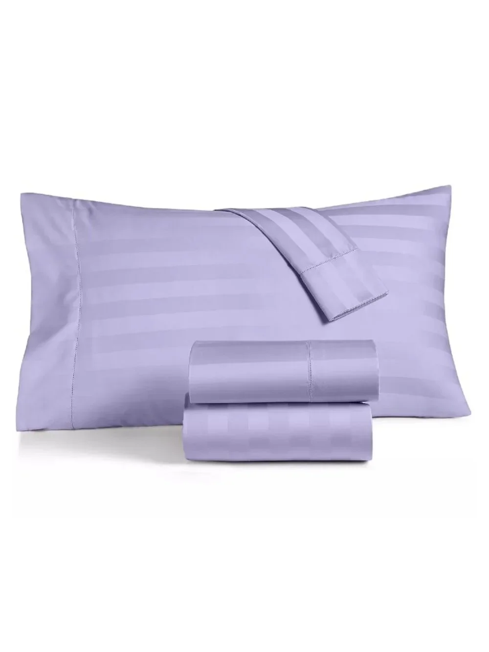 brand new PALE LILAC STRIPE Charter Club Damask 550 TC Cotton QUEEN Sheet Set